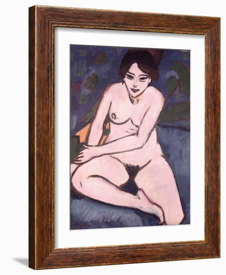 Model on Blue Ground, 1906-Ernst Ludwig Kirchner-Framed Giclee Print