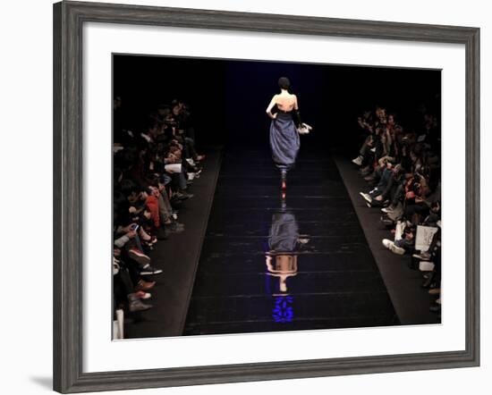 Model on the Catwalk, Displaying a Creation by Fashion Designer Lea Seong During China Fashion Week-null-Framed Photographic Print