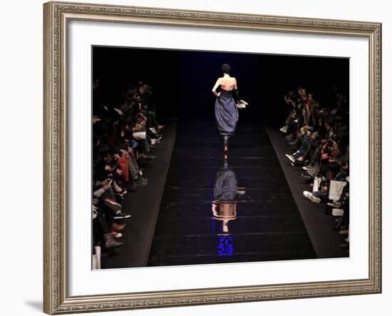 Model on the Catwalk, Displaying a Creation by Fashion Designer Lea Seong During China Fashion Week-null-Framed Photographic Print