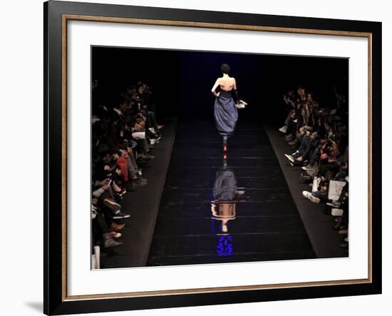 Model on the Catwalk, Displaying a Creation by Fashion Designer Lea Seong During China Fashion Week-null-Framed Photographic Print