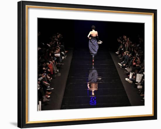 Model on the Catwalk, Displaying a Creation by Fashion Designer Lea Seong During China Fashion Week-null-Framed Photographic Print