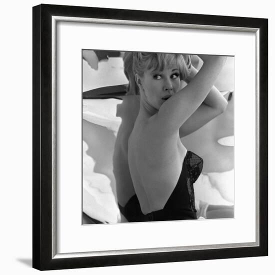 Model Posing in a Bustier, 1960-John French-Framed Giclee Print