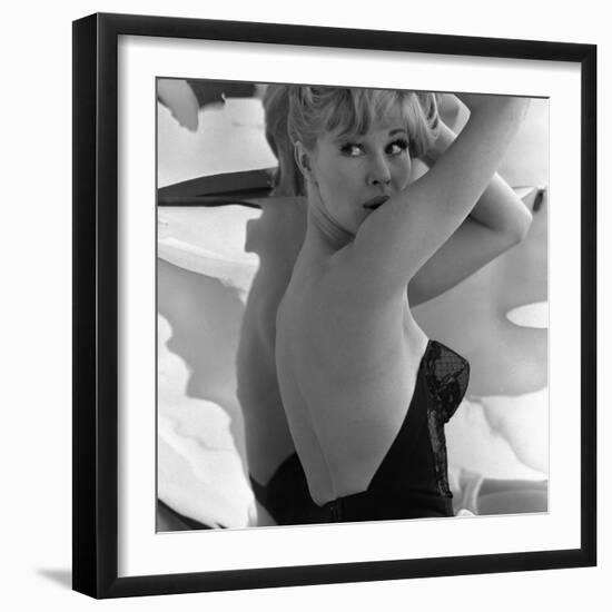 Model Posing in a Bustier, 1960-John French-Framed Giclee Print