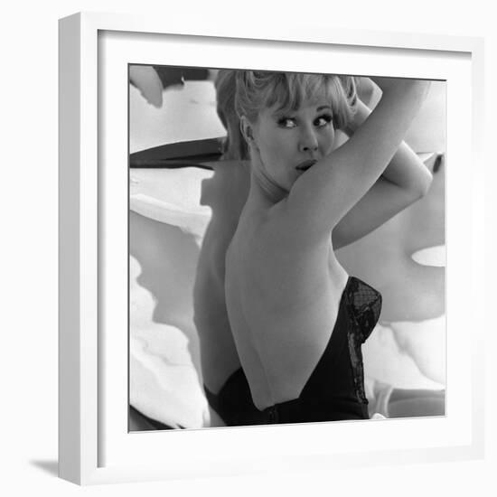 Model Posing in a Bustier, 1960-John French-Framed Giclee Print