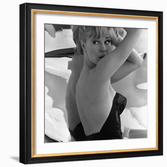 Model Posing in a Bustier, 1960-John French-Framed Giclee Print