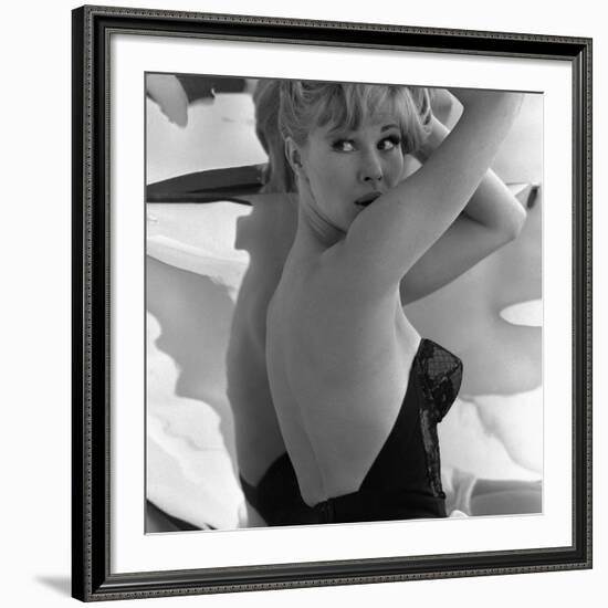 Model Posing in a Bustier, 1960-John French-Framed Giclee Print