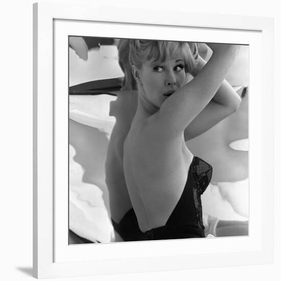 Model Posing in a Bustier, 1960-John French-Framed Giclee Print