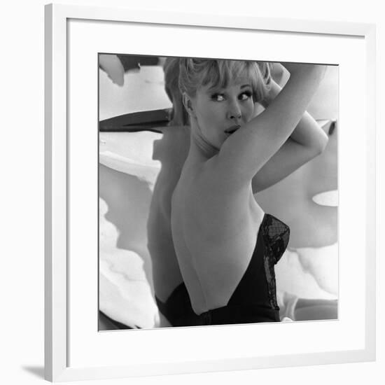 Model Posing in a Bustier, 1960-John French-Framed Giclee Print