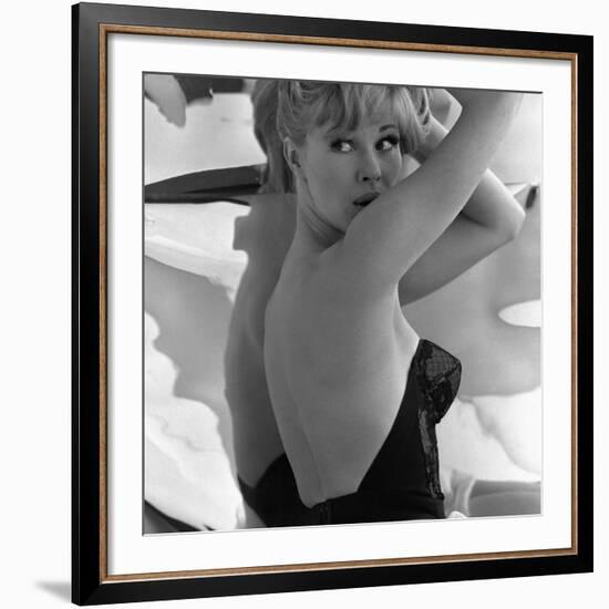 Model Posing in a Bustier, 1960-John French-Framed Giclee Print