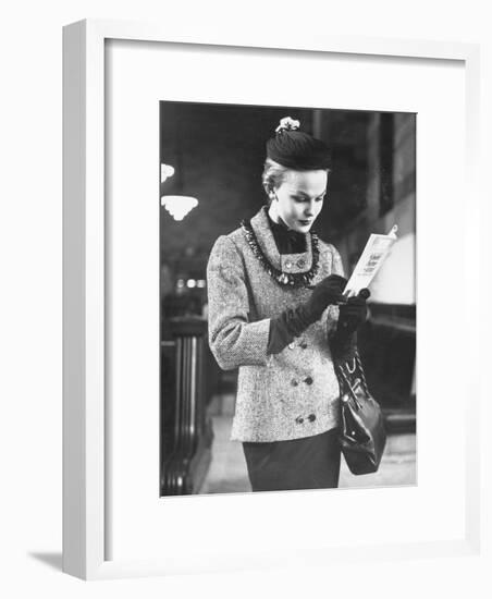 Model Posing in a Train Station While Wearing New Fashion-Gordon Parks-Framed Premium Photographic Print