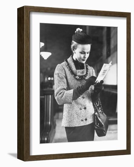 Model Posing in a Train Station While Wearing New Fashion-Gordon Parks-Framed Photographic Print