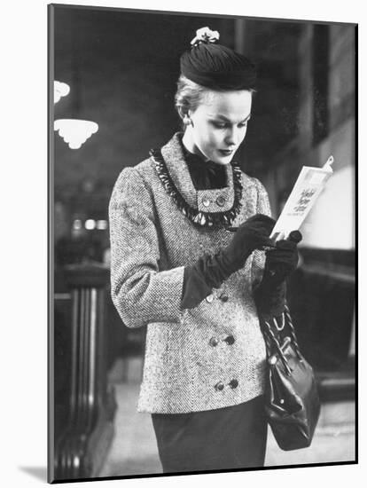 Model Posing in a Train Station While Wearing New Fashion-Gordon Parks-Mounted Photographic Print