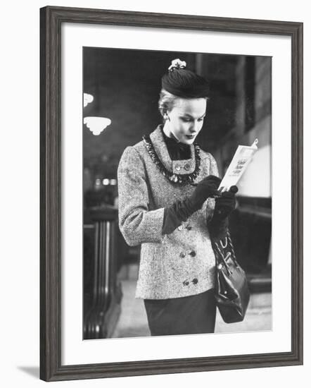 Model Posing in a Train Station While Wearing New Fashion-Gordon Parks-Framed Photographic Print