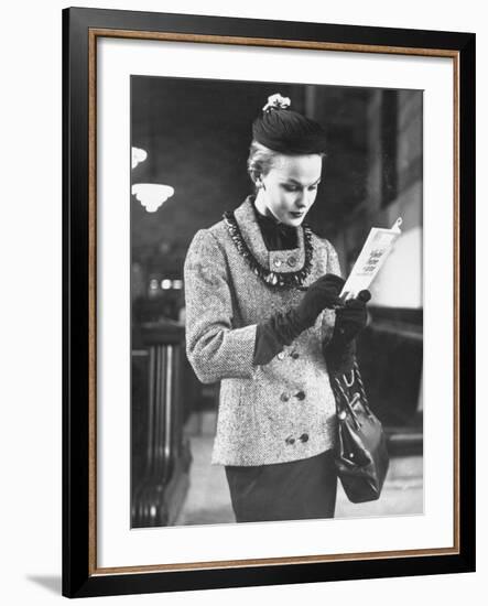 Model Posing in a Train Station While Wearing New Fashion-Gordon Parks-Framed Photographic Print