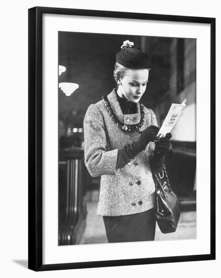 Model Posing in a Train Station While Wearing New Fashion-Gordon Parks-Framed Photographic Print