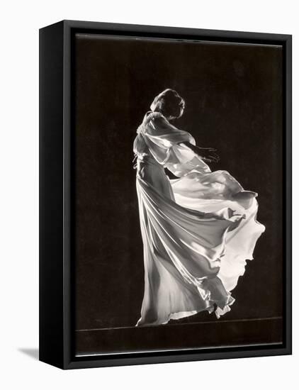 Model Posing in Billowing Light Colored Sheer Nightgown and Peignoir-Gjon Mili-Framed Premier Image Canvas