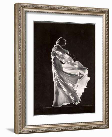 Model Posing in Billowing Light Colored Sheer Nightgown and Peignoir-Gjon Mili-Framed Photographic Print