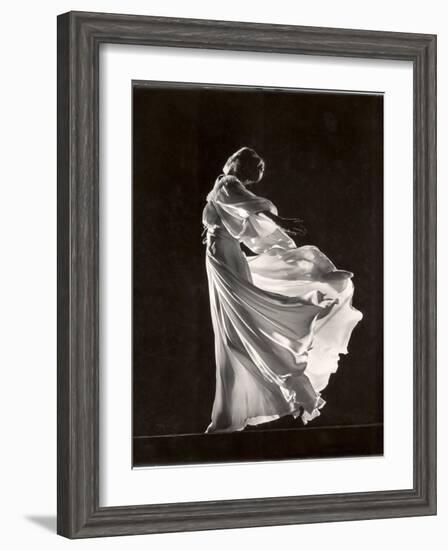 Model Posing in Billowing Light Colored Sheer Nightgown and Peignoir-Gjon Mili-Framed Photographic Print