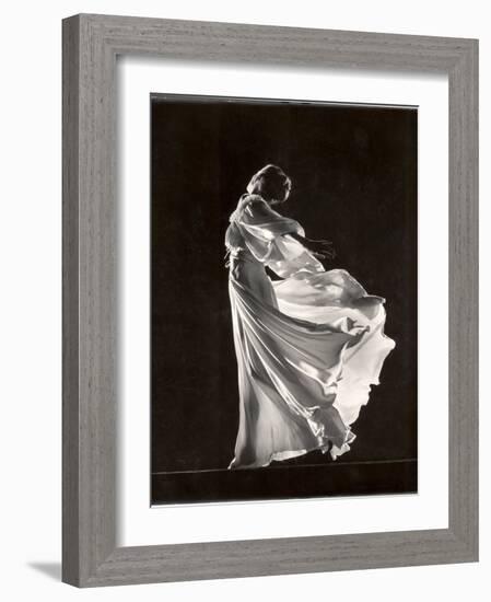 Model Posing in Billowing Light Colored Sheer Nightgown and Peignoir-Gjon Mili-Framed Photographic Print