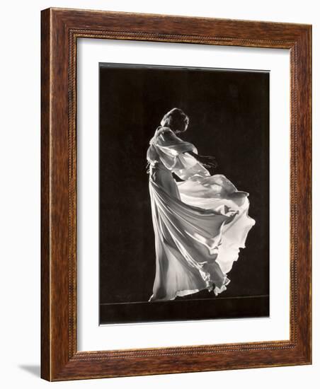 Model Posing in Billowing Light Colored Sheer Nightgown and Peignoir-Gjon Mili-Framed Photographic Print