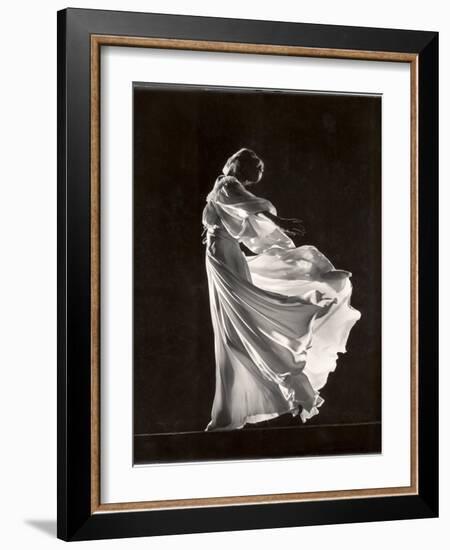 Model Posing in Billowing Light Colored Sheer Nightgown and Peignoir-Gjon Mili-Framed Photographic Print