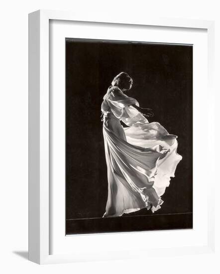 Model Posing in Billowing Light Colored Sheer Nightgown and Peignoir-Gjon Mili-Framed Photographic Print