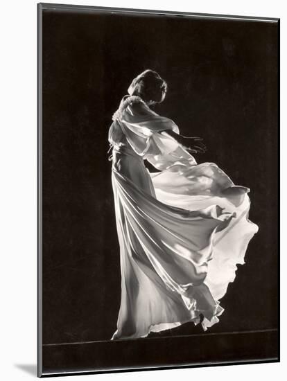 Model Posing in Billowing Light Colored Sheer Nightgown and Peignoir-Gjon Mili-Mounted Photographic Print