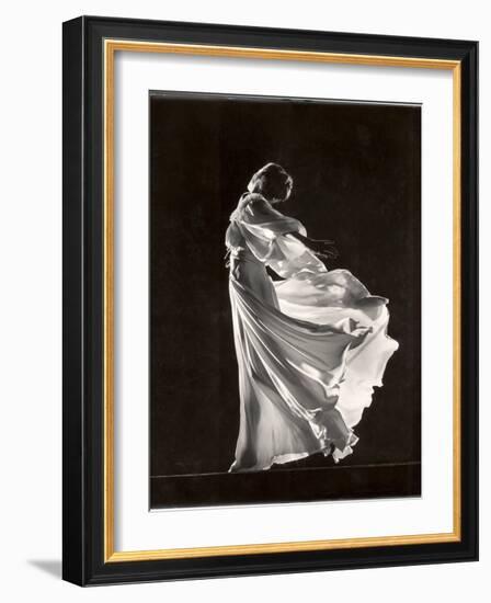 Model Posing in Billowing Light Colored Sheer Nightgown and Peignoir-Gjon Mili-Framed Photographic Print