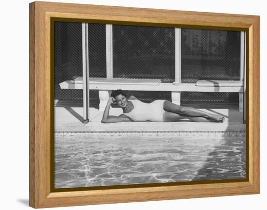 Model Posing Near a Pool-Allan Grant-Framed Premier Image Canvas