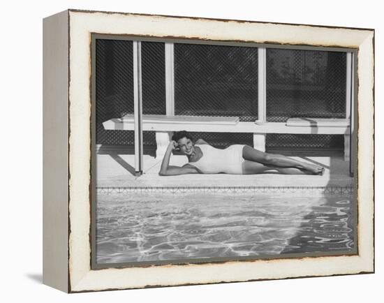 Model Posing Near a Pool-Allan Grant-Framed Premier Image Canvas