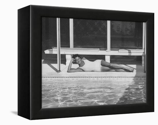 Model Posing Near a Pool-Allan Grant-Framed Premier Image Canvas