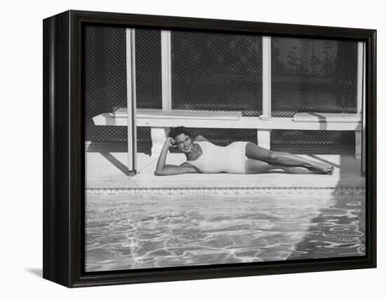 Model Posing Near a Pool-Allan Grant-Framed Premier Image Canvas