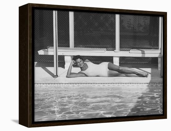 Model Posing Near a Pool-Allan Grant-Framed Premier Image Canvas