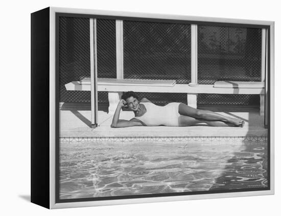 Model Posing Near a Pool-Allan Grant-Framed Premier Image Canvas