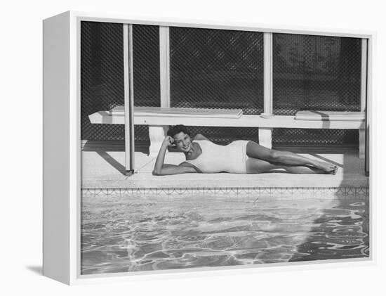 Model Posing Near a Pool-Allan Grant-Framed Premier Image Canvas