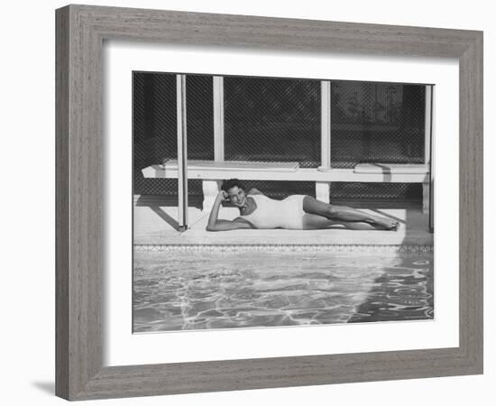 Model Posing Near a Pool-Allan Grant-Framed Photographic Print