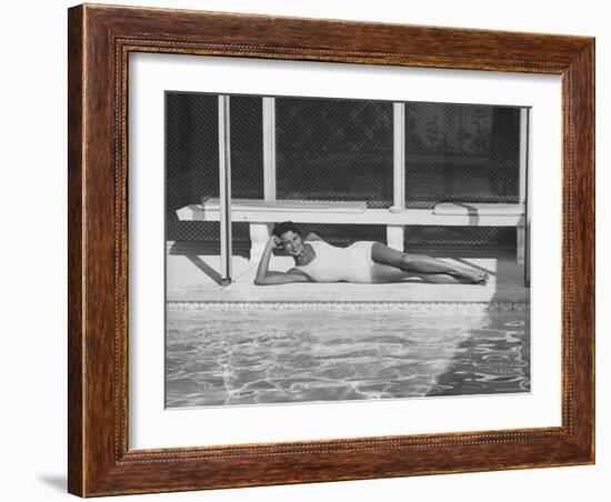 Model Posing Near a Pool-Allan Grant-Framed Photographic Print