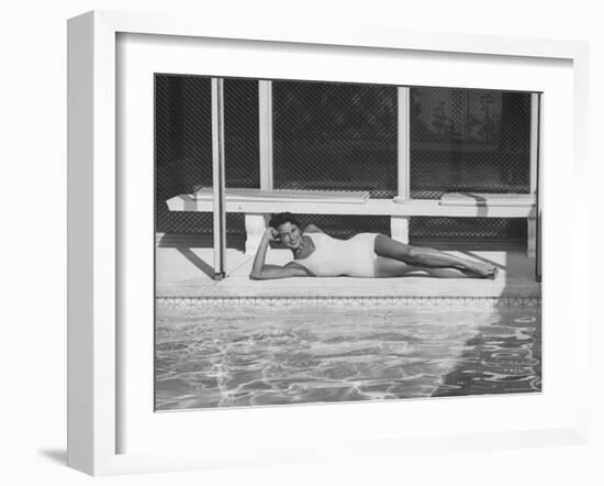 Model Posing Near a Pool-Allan Grant-Framed Photographic Print