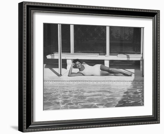 Model Posing Near a Pool-Allan Grant-Framed Photographic Print