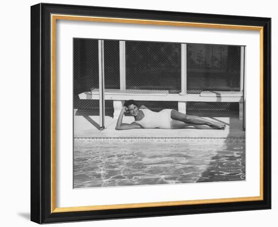 Model Posing Near a Pool-Allan Grant-Framed Photographic Print