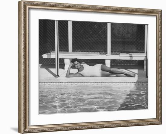 Model Posing Near a Pool-Allan Grant-Framed Photographic Print