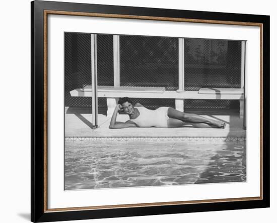 Model Posing Near a Pool-Allan Grant-Framed Photographic Print