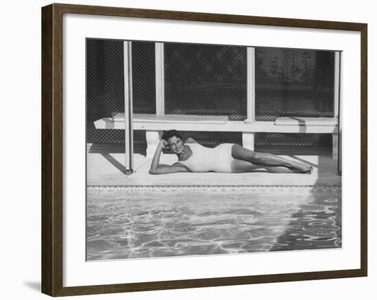 Model Posing Near a Pool-Allan Grant-Framed Photographic Print