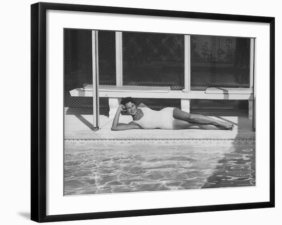 Model Posing Near a Pool-Allan Grant-Framed Photographic Print