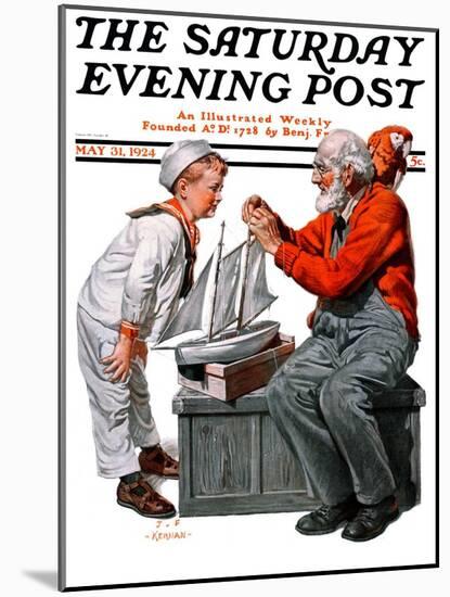 "Model Ship," Saturday Evening Post Cover, May 31, 1924-J.F. Kernan-Mounted Giclee Print