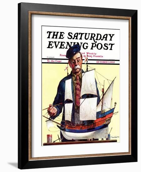 "Model Ship," Saturday Evening Post Cover, October 5, 1935-Gordon Grant-Framed Giclee Print