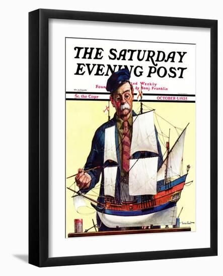 "Model Ship," Saturday Evening Post Cover, October 5, 1935-Gordon Grant-Framed Giclee Print