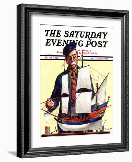 "Model Ship," Saturday Evening Post Cover, October 5, 1935-Gordon Grant-Framed Giclee Print