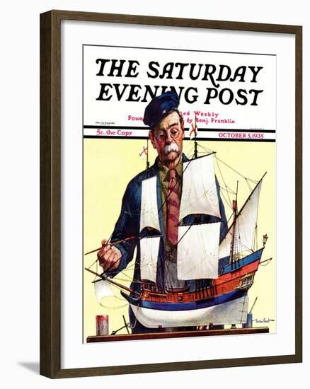 "Model Ship," Saturday Evening Post Cover, October 5, 1935-Gordon Grant-Framed Giclee Print