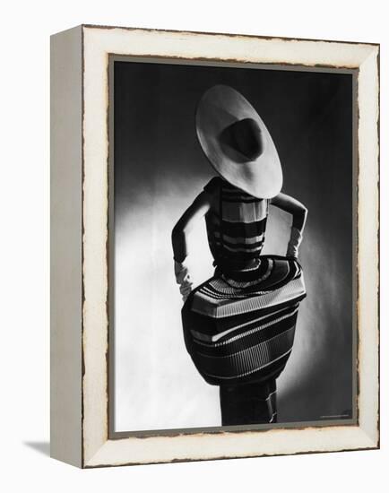 Model Showing Off Mushroom Pleats in the Slim Sheaths-Gjon Mili-Framed Premier Image Canvas